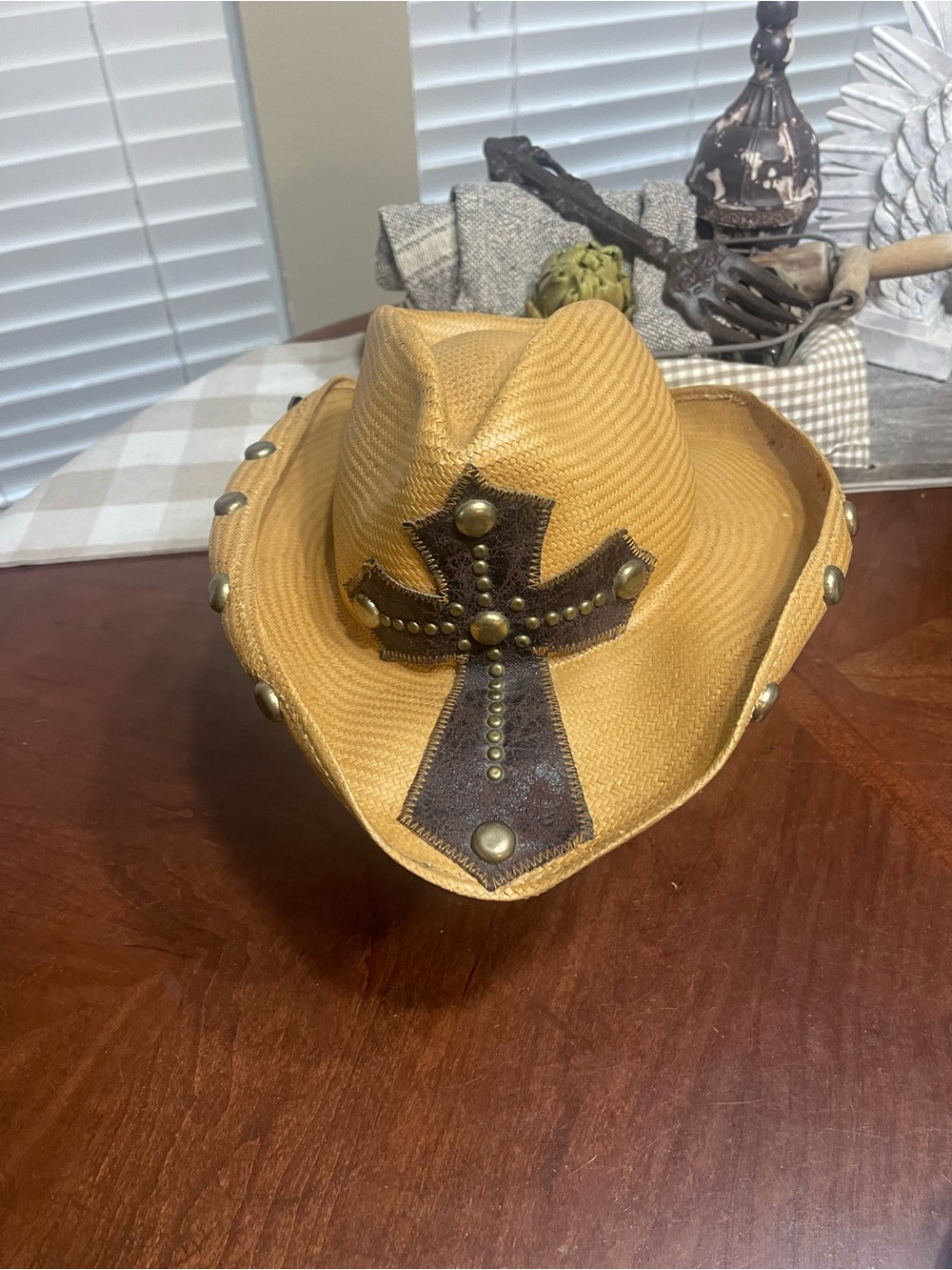 Bullhide No Mercy Panama Straw Western Hat Leather Cross - Picture 3 of 12